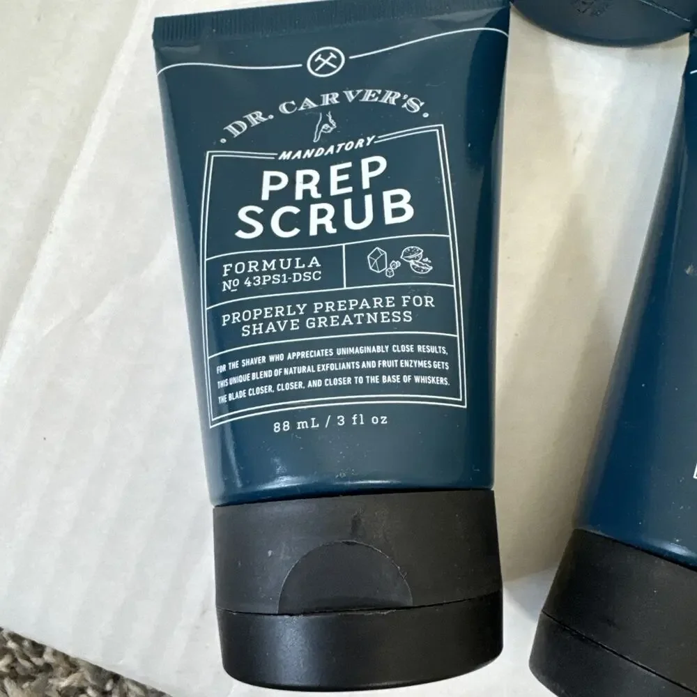 NEW Sealed Dr. Carvers Shave Set 3 Prep Scrub 2 Post Shave Dew Spray